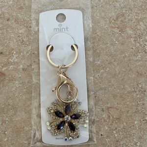 Mint Gold and Purple Floral Keychain